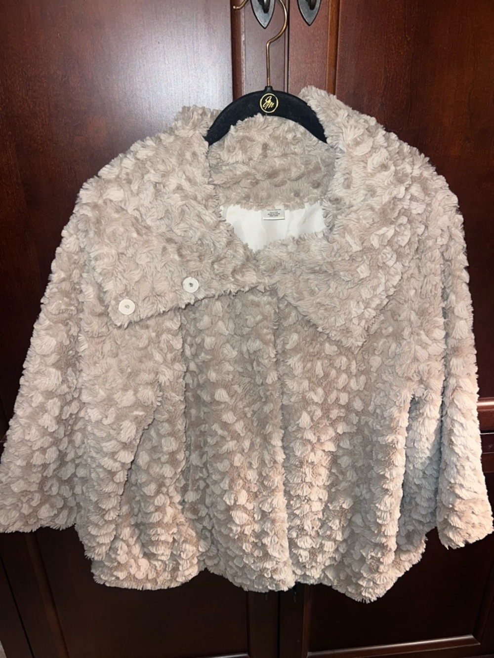 Plush Faux Fur Textured Jacket in Light Taupe